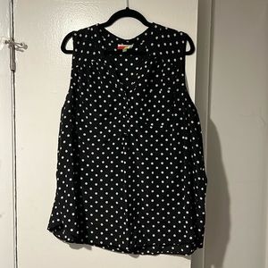 Fervour Sleeveless Top, Size 2x. Black with White Polka Dots.